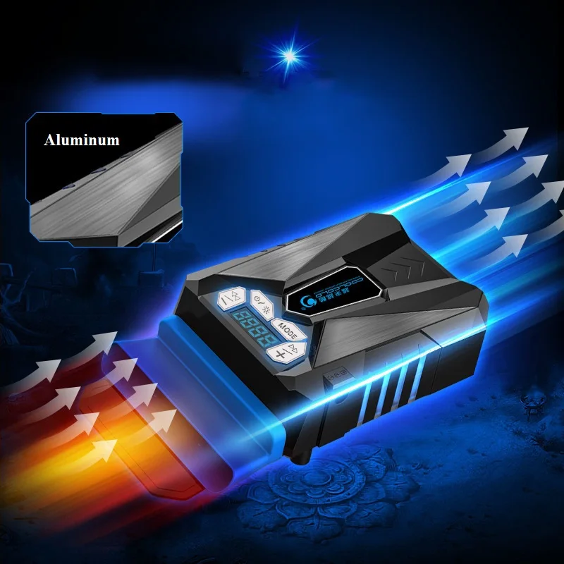 

Portable Laptop Mute Cooling Pad LCD Display Temperature Control Gaming Cooler Radiator Fans For Laptop Notebook