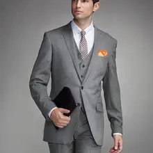 Новые изготовленные на заказ светло-серые мужские свадебные костюмы Slim Fit Свадебные смокинги жениха для мужчин костюмы Жениха(куртка+ брюки+ жилет+ галстук