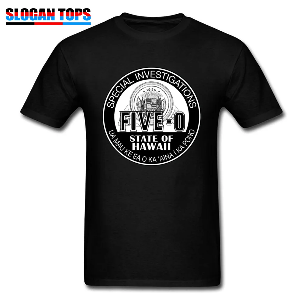 Birthday Crewneck Tshirts Summer/Fall Tops T Shirt Short Sleeve Oversized 100% Cotton Normal Tops T Shirt Print Men Hawaii Five O Special Investigator Shield 3187 black