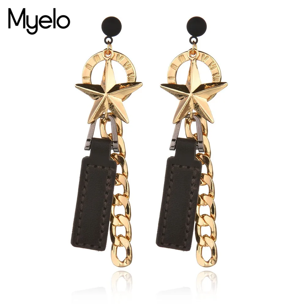Myelo Модные украшения корейский болтаются серьги с кожа Sweet Star Интимные аксессуары