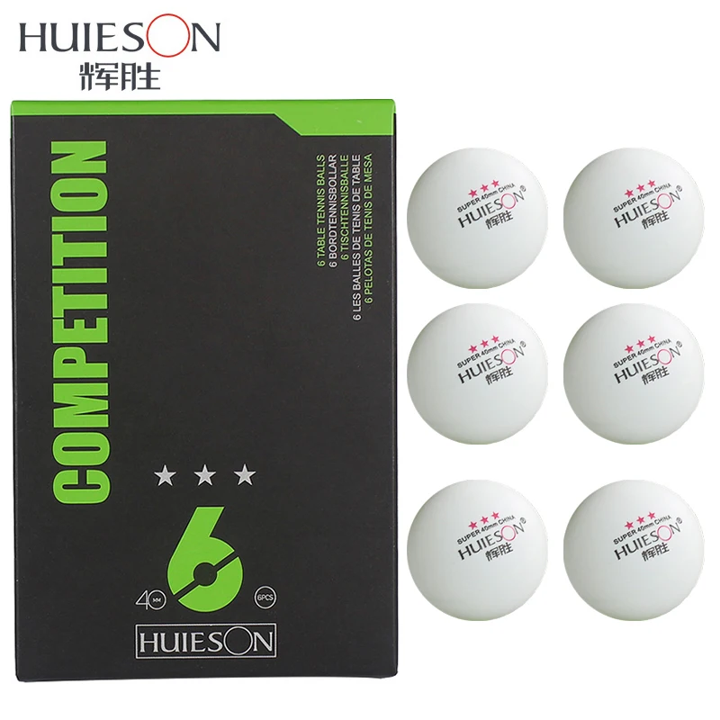 Huieson visokokakovostne kroglice s tremi zvezdicami za ping pong 40 mm premerom 2,9 g namizne tenis žoge za tekmovalni trening 6pcs / paket