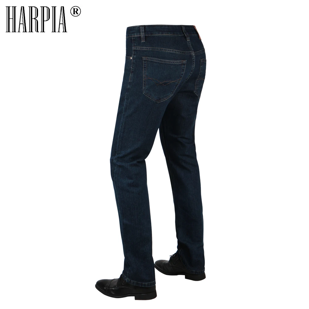 HARPIA New Men Jeans Pants Mens Casual Denim Trousers Male Classic Cowboy Long Pants Man Micro-elastic Dark Blue Straight Jeans