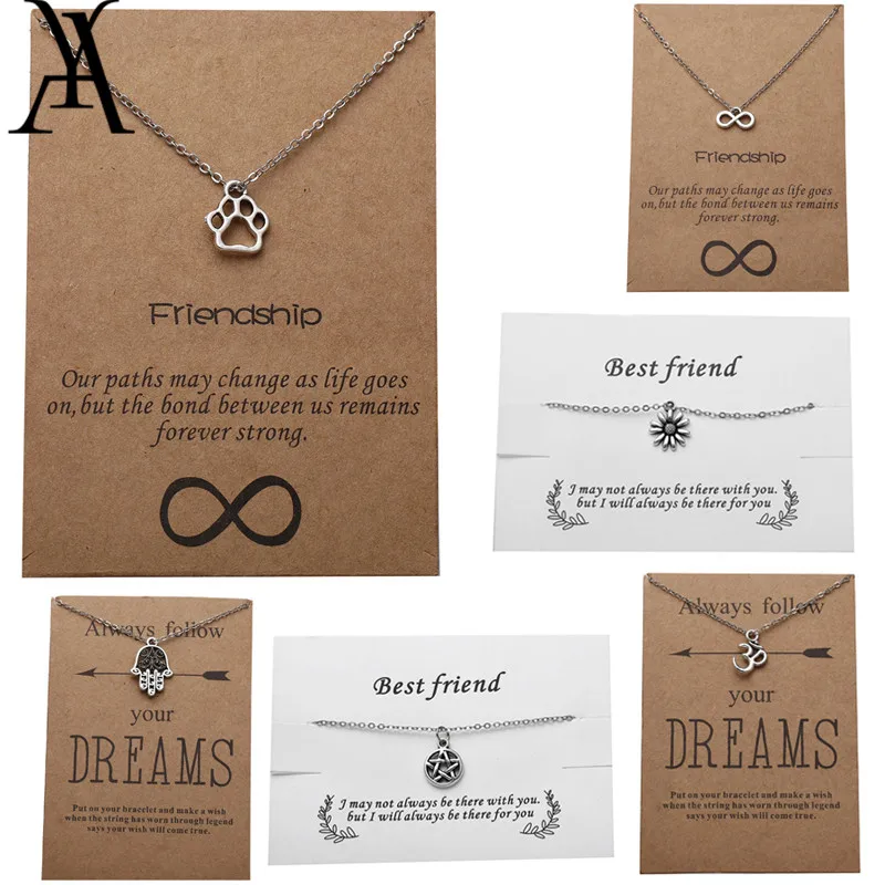 Cute Tiny Hollow Cat Dog Paw Print Pendant Necklace for Sisters Best