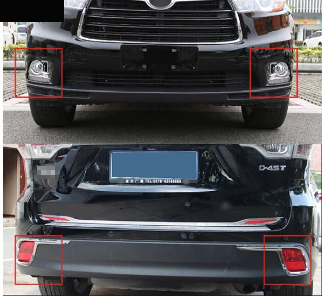 

ACCESSORIES FIT FOR 2014 2015 toyota HIGHLANDER KLUGER CHROME FRONT REAR FOG LIGHT COVER TRIM MOLDING LAMP GARNISH