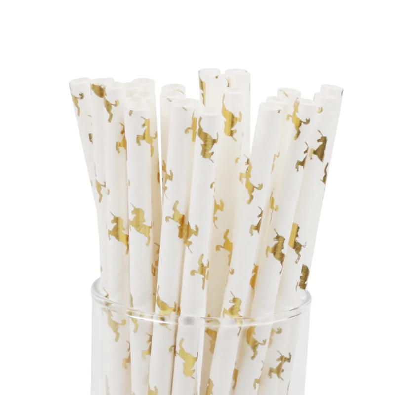 

25pcs Unicorn Theme Birthday Decor Straw Drinking Paper Straws Bachelor Party Children Birthday Party Decorations