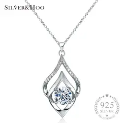 SILVERHOO женское элегантное Стерлинговое Серебро 925 пробы изящное подвесное ожерелье ювелирные изделия Свадебная вечеринка аксессуары с