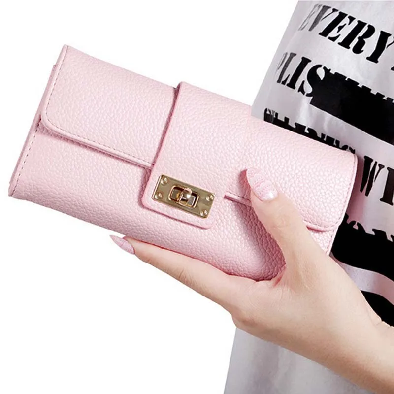 

2017 New Fashion Long Women's Purse Zipper Clutch Coin Wallets Ladies Multi-Card Bit Luxury Designer Buckle Phone Casual Purses