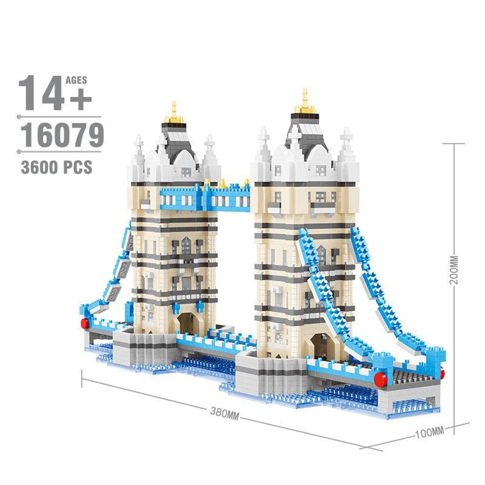 DIY архитектура Лондон Твин мосты строительные блоки микро алмаз собрать образовательные модели Кирпичи Игрушки