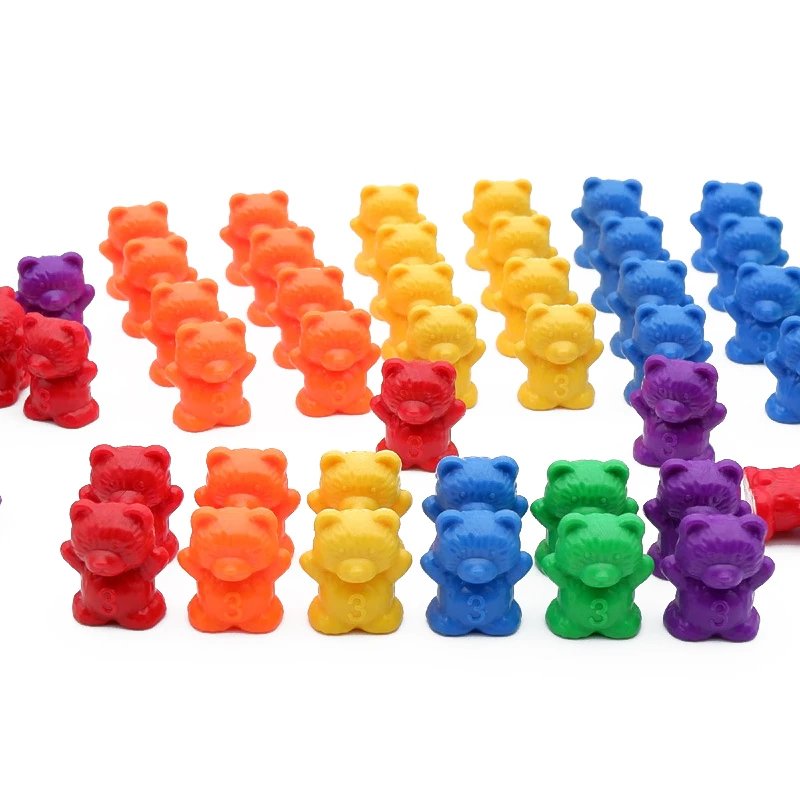 

60 Pcs Counting Bears Montessori Educational Rainbow Matching Bear Toys for Children Toddlers Color Sorting Learning Materials