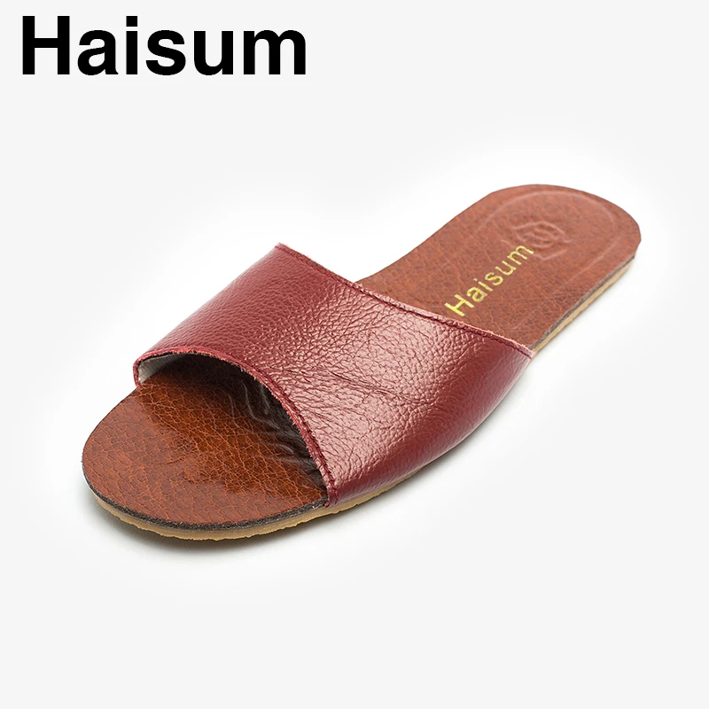 

Ladies Slippers Spring And Summer genuine Leather Home Indoor Slip Non-slip Slippers 2018 New Hot Haisum H-8805
