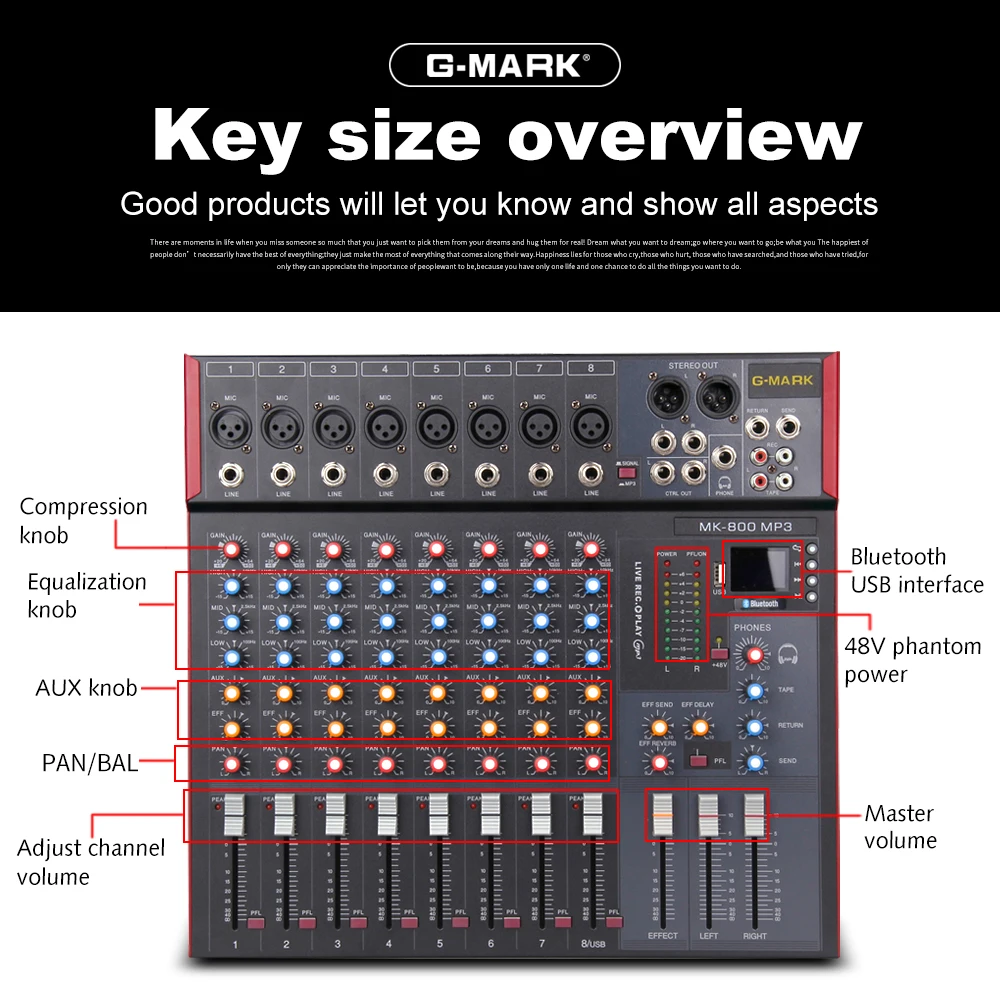 G-MARK MK800 Professional mixer audio music studio