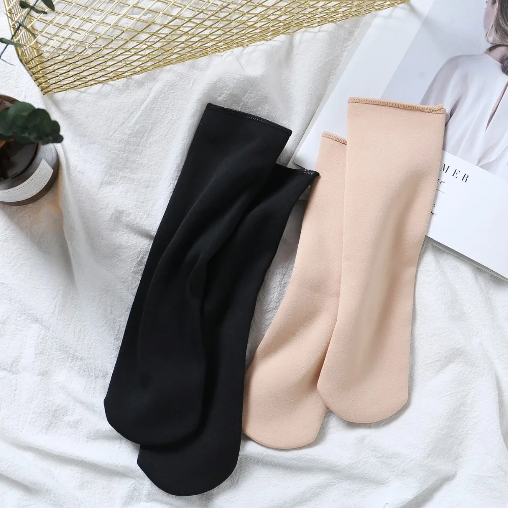 

1 Pair Warm Socks Winter Solid Cotton Thicken Thermal Comfortable Ladies Sleep Sock Seamless Soft Casual Black Beige Women Socks