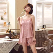 Для женщин сексуальное женское белье Ночное белье короткие пижамы установить рукавов пижамы Летний комплект шифоновое платье комплект 40mi01