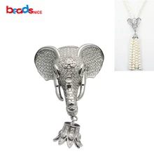 Beadsnice Sterling Silver Elephant Clasp Cubic Zirconia Pendant for Long Tassel Necklace Making Gift Accessories ID 35300
