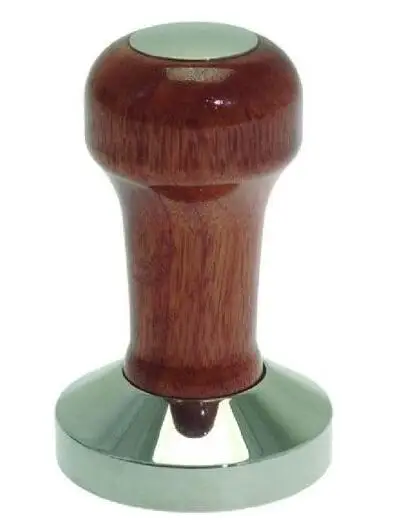 53mm stainless steel coffee tamper with wood handle