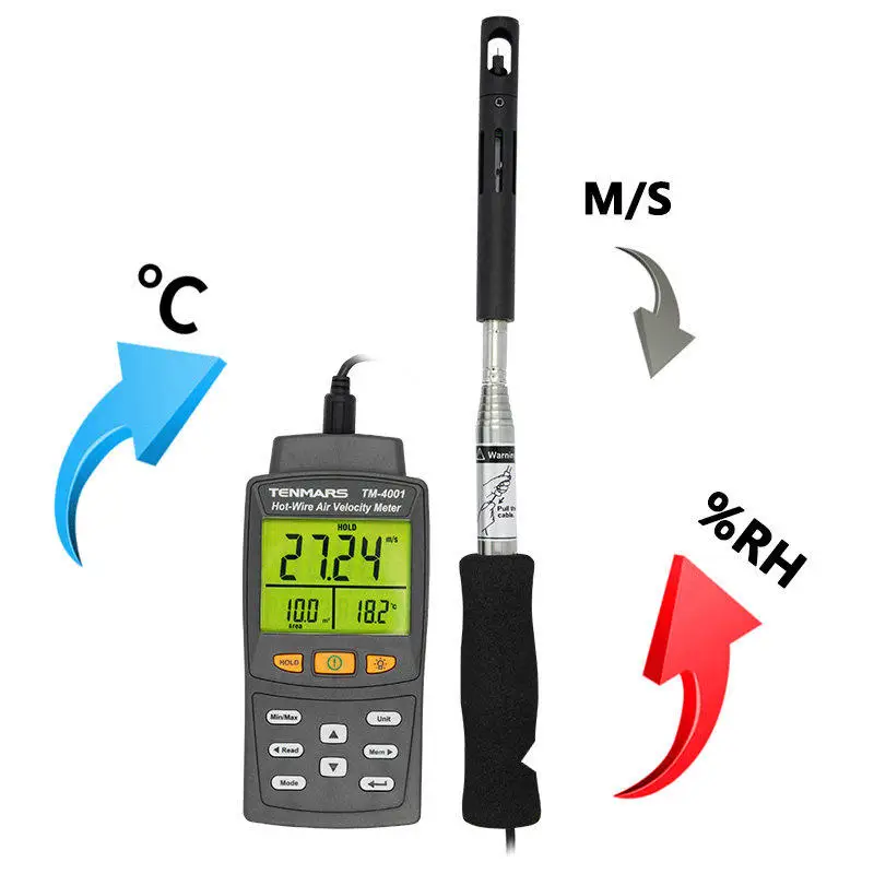 Tenmars TM-4001 Hot Wire Anemometer Wind Speed Tester meter Air velocity Measurement