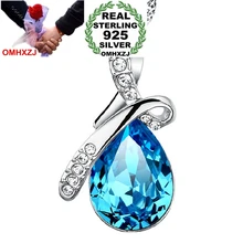 OMHXZJ Wholesale jewelry woman Lake blue angel tear AAA zircon 925 sterling silver pendant Charms PE33 ( NO Chain Necklace )