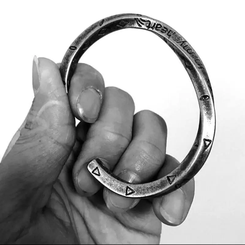 ANILLO Новые мужчины Viking войны Bangle Простой грубый Vintage Серебряный цвет Высокое
