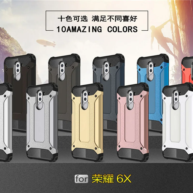 For Honor 6X Diamond Armor Hybrid PC shockproof Rugged Rubber Case for Huawei / Mate 9 Lite 5.5&quot TPU Hard Back Cover |