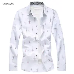 Новое поступление длинная рубашка мужская бутик Рубашка с длинным рукавом модные повседневные плюс код Мужская Тонкий геометрический
