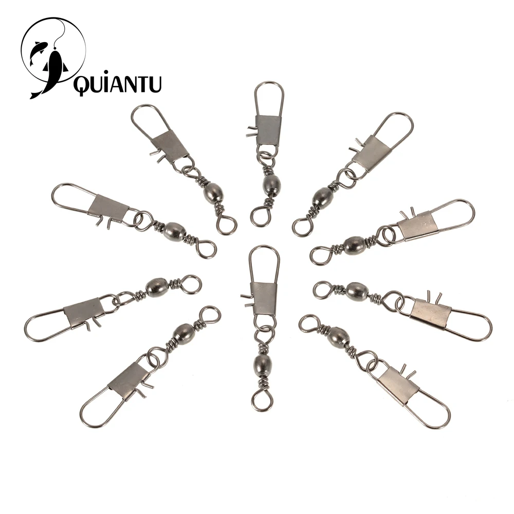 

QUIANTU 20Pcs/lot 25mm-43mm swivel snap lock fishing lure tackles fishing accessories tools hooks plug copper swivel Pesca