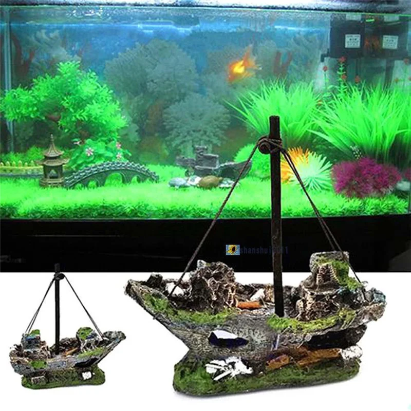 2019 Aquarium Ornament Wreck Boat Sunk Ship Shipwreck Fish Tank Cave Decor Destroyer From Oopp 43 63 Dhgate Com