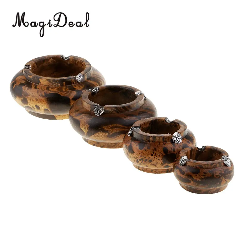 MagiDeal Wood Ashtray Handmade Crafts Cigarette Cigar Tobacco Smoking Ash Tray Case for KTV Bar Home Office Decoration