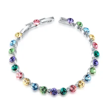 Multicolored Austrian Crystal Women Bracelet Party Engagement Wedding Jewelry Girlfriends Vintage Bracelets Lady Birthday Gifts