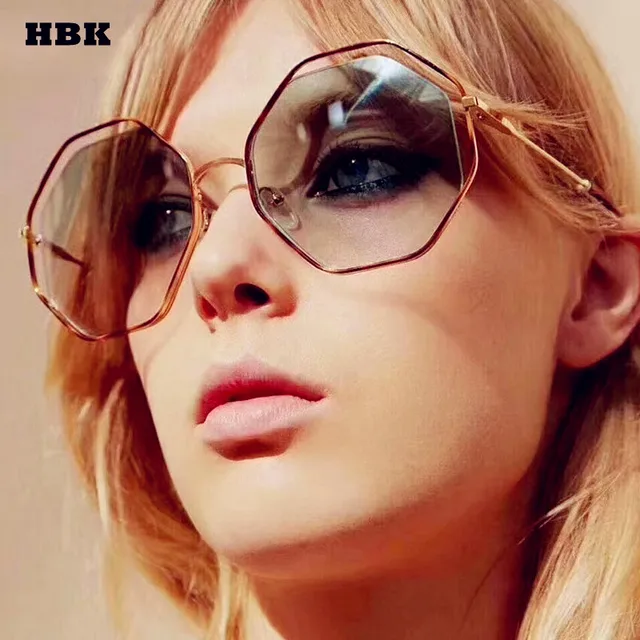 Hbk Flat Top Polygon Sunglasses Women S Fashion 2018 Brand Designer