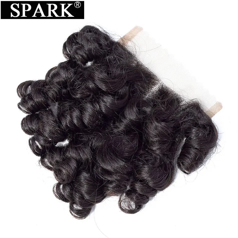SPARK бразильский надувной кудрявый переплетенный короткий 6 дюймов 6 пучков с закрытием может сделать парик из натуральных волос remy натуральный черный цвет