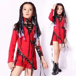 Современные дети джаз танец костюм для девочек детская одежда для детей в стиле хип-хоп Уличная дети студент производительности шоу