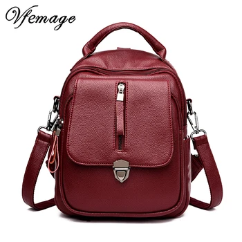 

Vfemage Vintage Genuine Leather Women Backpacks Female Multifunction Backpack Small Travel Back Pack for Women Schoolbag Sac