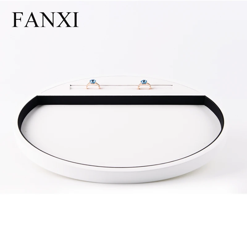 FANXI free shippping factory glossy white lacquer jewelry exhibitor trays for ring earrings necklace bracelet display