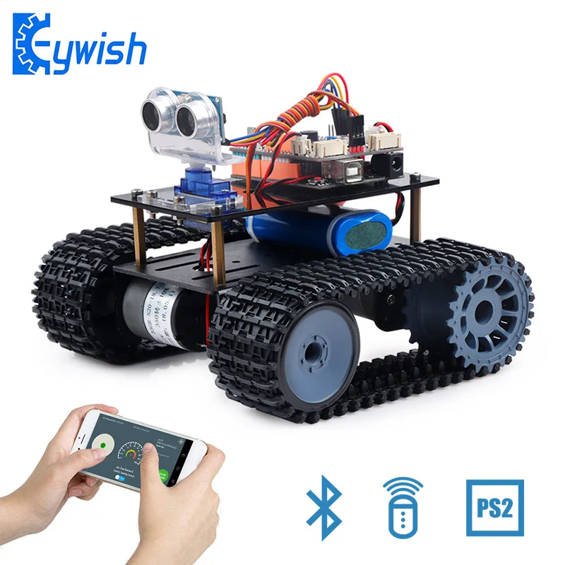 

Tank Robot for Arduino UNO R3 Smart Cars Super Starter Kit APP RC Gravity Sensing Remote Control Ultrasonic Sensor Educational