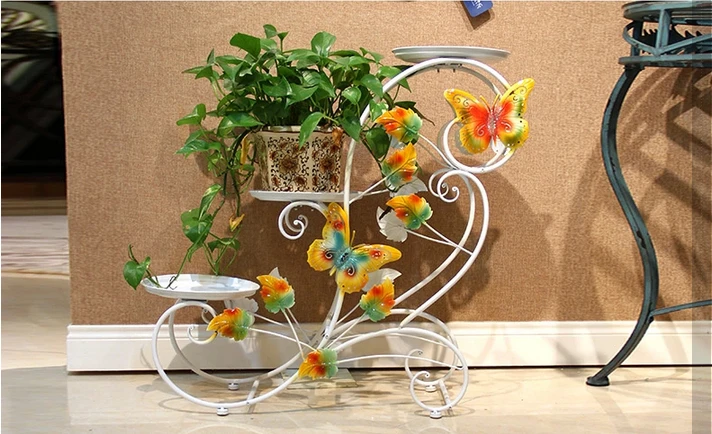 Europe type multilayer, wrought iron flower wearing white indoor potted frame console pot frame