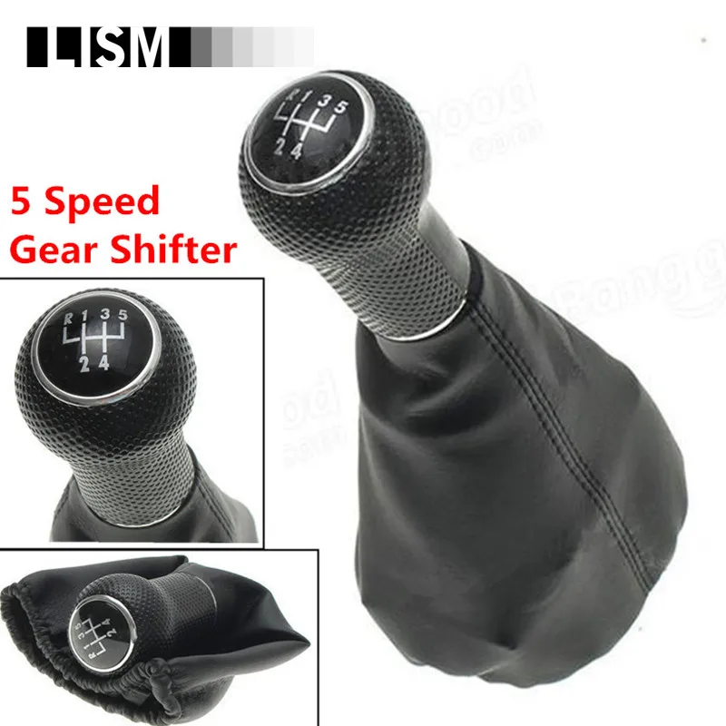 PU Leather 5 Speed MT Gear Shift Knob for Volkswagen VW Golf MK4 Bora ...