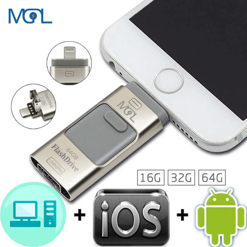 

OTG Usb Flash Drive 8GB 16GB 32GB 64GB Pen drive HD external storage memory stick For iphone 6 6s Plus 5 5S ipad Pendrive
