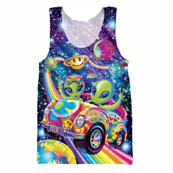 YX GIRL 2018 summer new style Cool vest Fashion Mens 3d Vest Cute animal Lisa Frank Print Unisex Casual Tank tops color as the picture