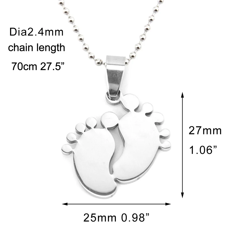 Risul, нержавеющая сталь, детский носок «ноги ребенка», ожерелья и подвески, пустые, полированные, для мамы, ювелирные изделия, подарок, детские ноги, Очаровательное ожерелье - Окраска металла: 25x27mm- 70cm