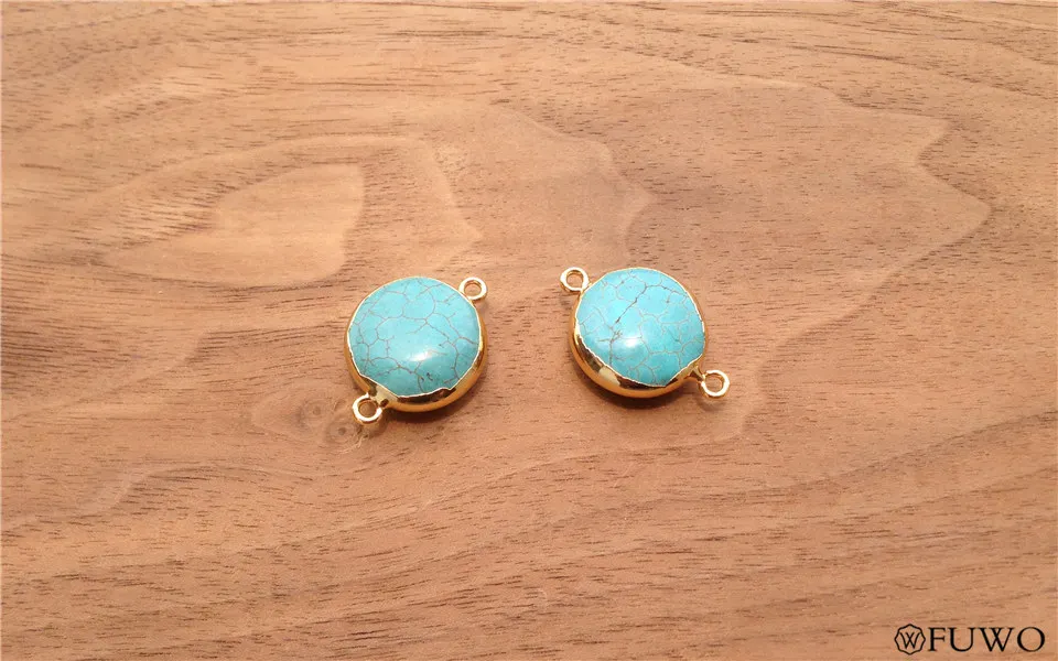 Round smooth turquoise connector 11