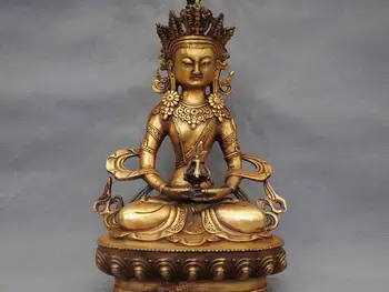 

12" Tibetan Buddhism Maitreya Kwan-yin Bodhisattva Buddha Gilt Bronze Statue