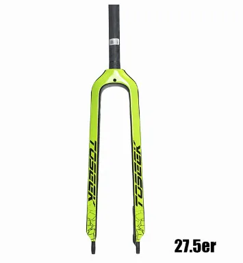 TOSEEK 26/27. 5/29 дюймов труба из углеродистого волокна 3K полностью из углеродного волокна, вилы велосипед Mtb горный велосипед вилка, части велосипеда 1-1/8" - Цвет: 27.5er green