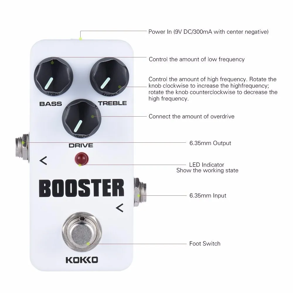 Кокко FBS2 мини-booster педаль Портативный 2-полосный эквалайзер гитары педаль эффектов высокое качество гитара Запчасти и аксессуары