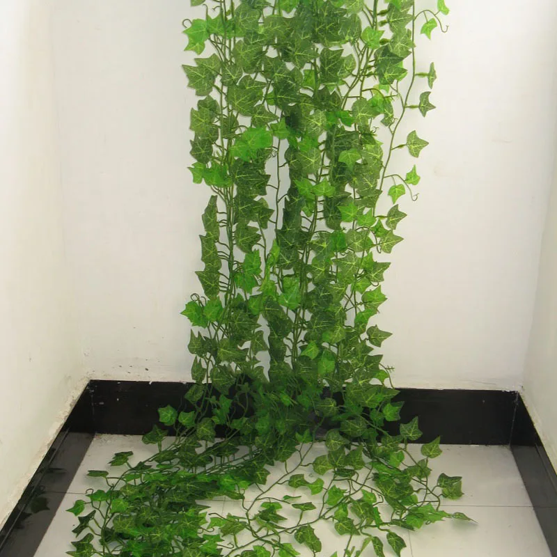 2,4 м искусственный Плющ зеленый лист растения-гирлянды искусственная Виноградная лоза Листва Цветы домашний декор пластик искусственный цветок гирлянда из ротанга