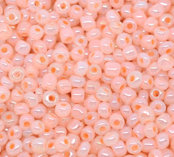 

6/0 Glass Seed Beads Round Light salmon Pearl About 4mm( 1/8") Dia, Hole: Approx 1mm, 60 Grams new