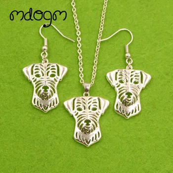 

Mdogm Jack Russell Terrier Dog Animal Jewelry Sets Silver-Plate Necklace Drop Earrings Pendant For Women Female Christmas T072