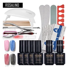 Rosalind инструменты для дизайна ногтей из искусственного меха, 6 Вт УФ-лампа для геля, лак для замачивания, базовый слой, верхнее покрытие, Гелевые наборы для маникюра Nai