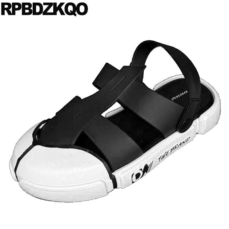 

large size closed toe slides black 45 platform roman blue shoes famous brand mules men gladiator sandals summer slippers rubber