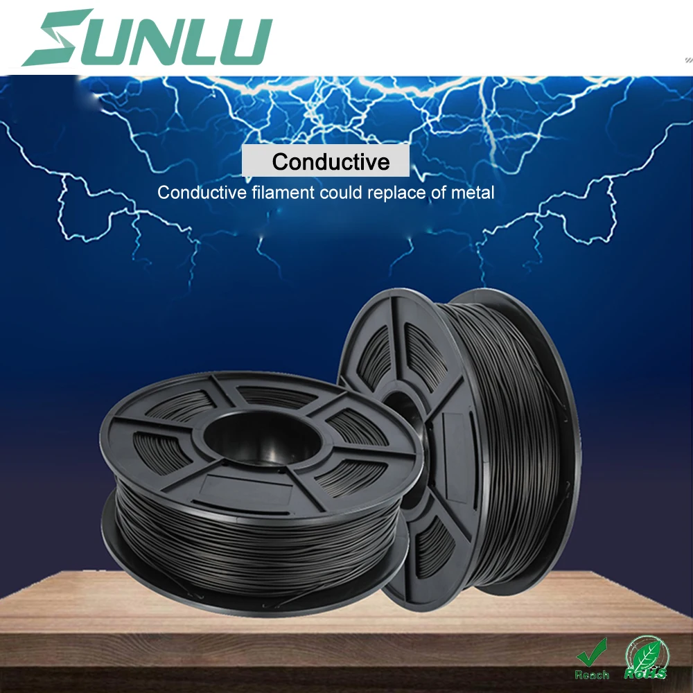 

sunlu new abs conductive 3d printer filament 1kg/roll 1.75mm 3mm Diameter abs conductive filament black refill for fdm printer