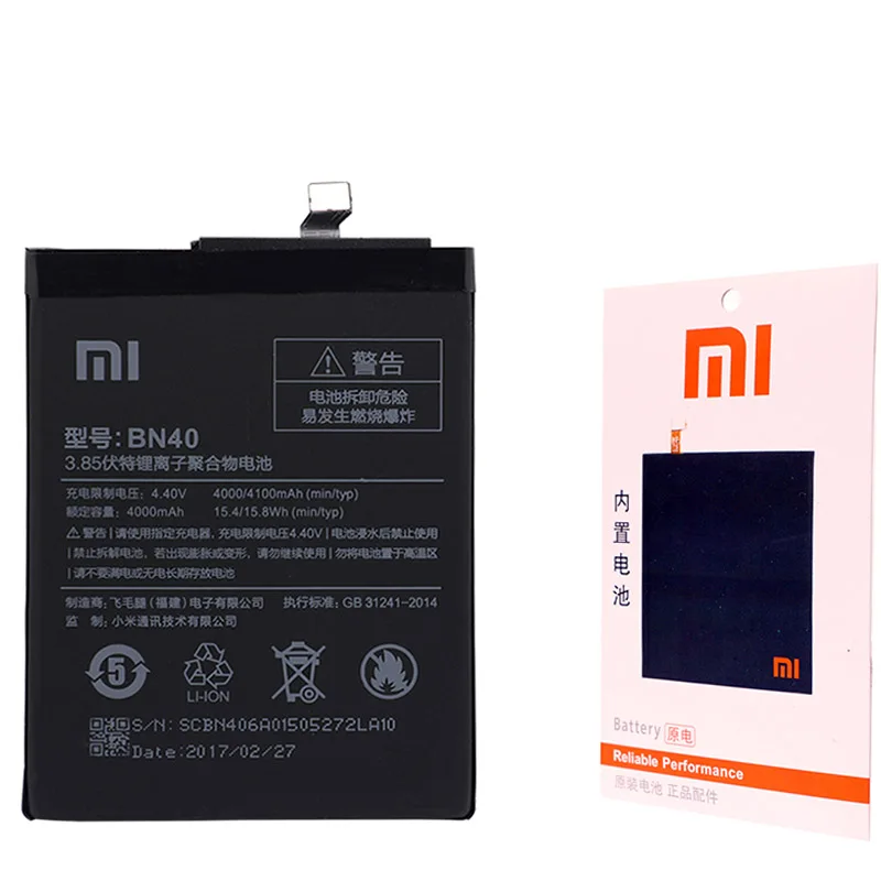 Оригинальный аккумулятор BN40 для телефона Redmi 4 Pro батарея Xiaomi hongmi 4Pro сменные